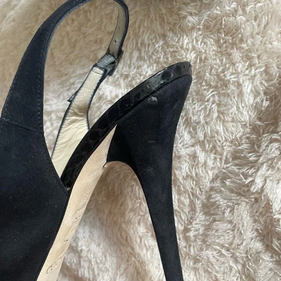 JIMMY CHOO 072CLUE Suede/Snake Black Heels Size 7.5 - Picture 5 of 7